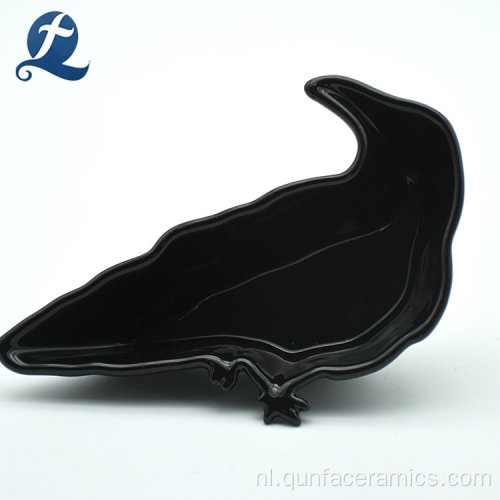 Zwarte kleur Raven vorm keramische plaat schotel